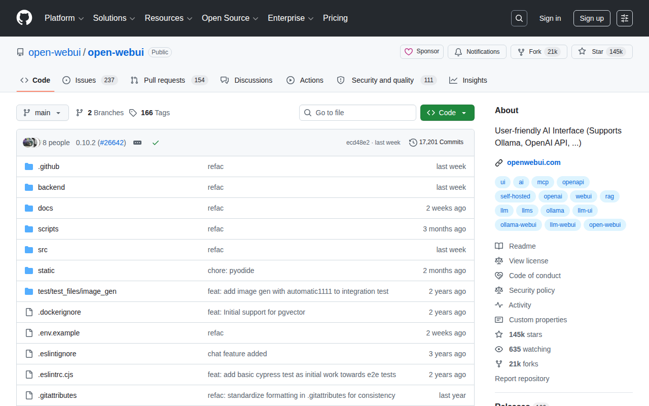 Open WebUI interface showing ChatGPT-like chat with local models